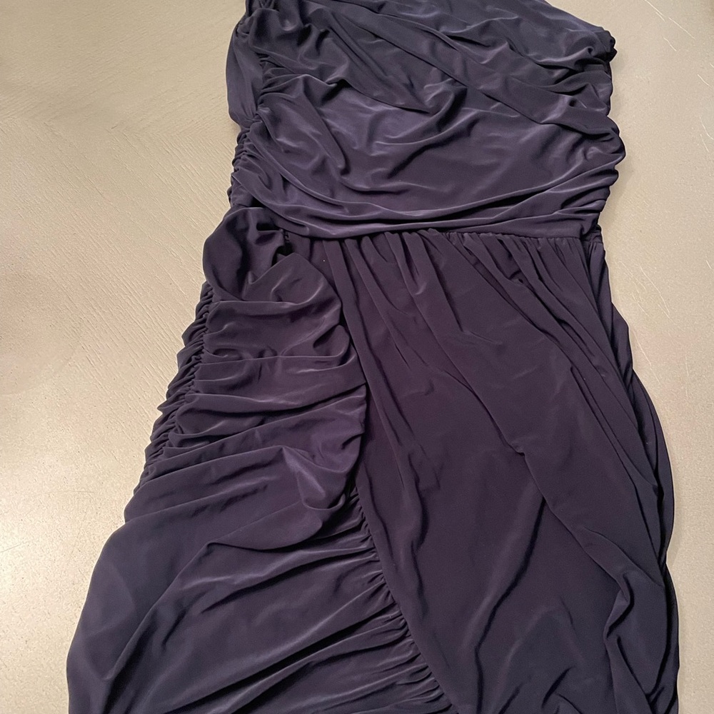 Navy blue one shoulder mini dress